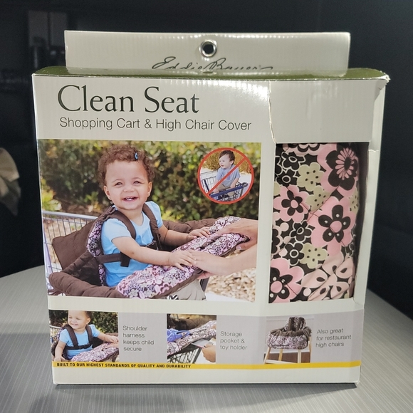 Eddie Bauer Pink and Brown Floral Clean Seat Shopping Cart and High Chair Cover‎ - Picture 1 of 9